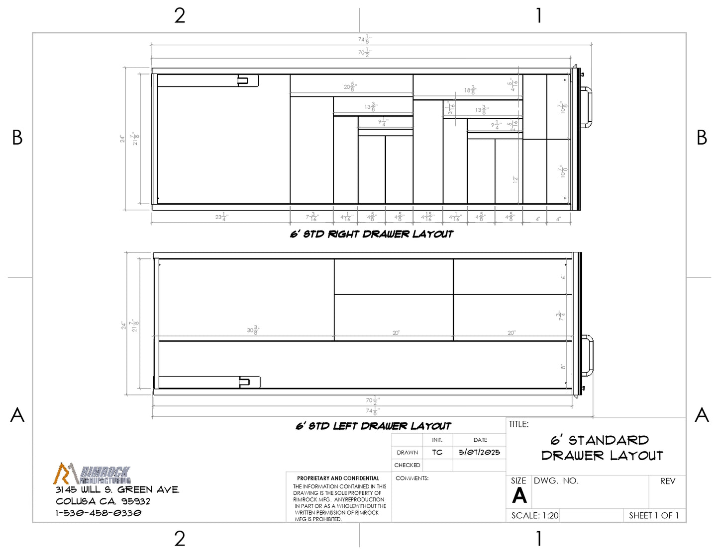 6‑drawer truck bed storage layout diagram.