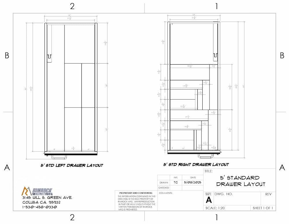Visual Drawer Layout 5' Bed box | Truck Bed Storage System & Tool Box
